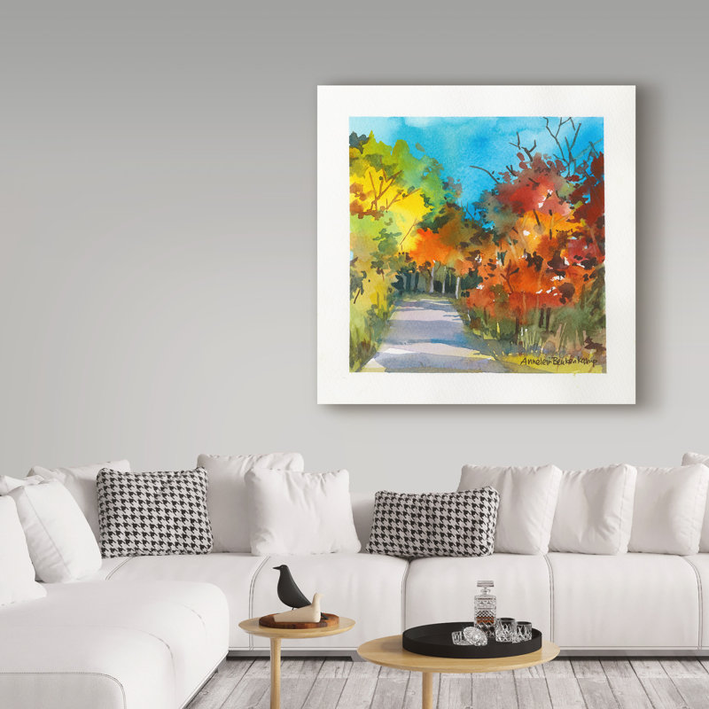 «Foliage Path» par Mattox, reproduction d'aquarelle sur toile tendue, H 14 po x l 14 po x P 2 po