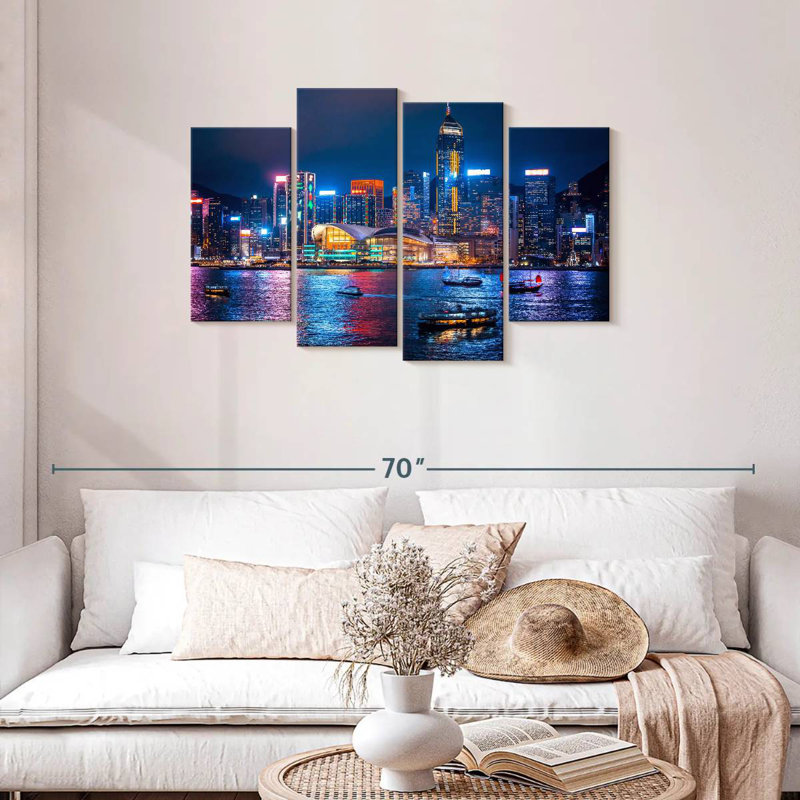 Nicci illuminée de la ville de Hongkong, H 27 po x l 43 po
