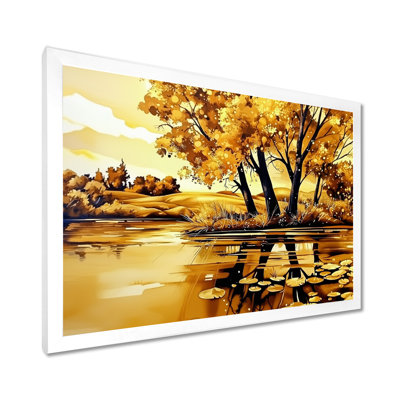 «Golden Glow River In Autumn II», impression d'art mural paysage d'automne