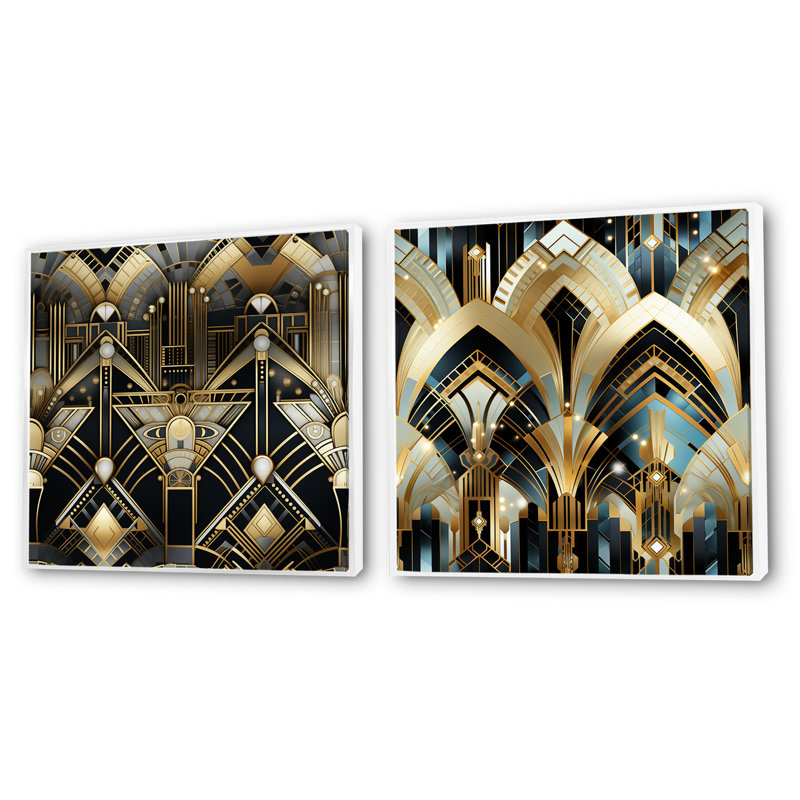 Conner - Ensemble de 2 collages carrés à formes abstraites, H 16 po x l 33 po, Cadre flottant blanc