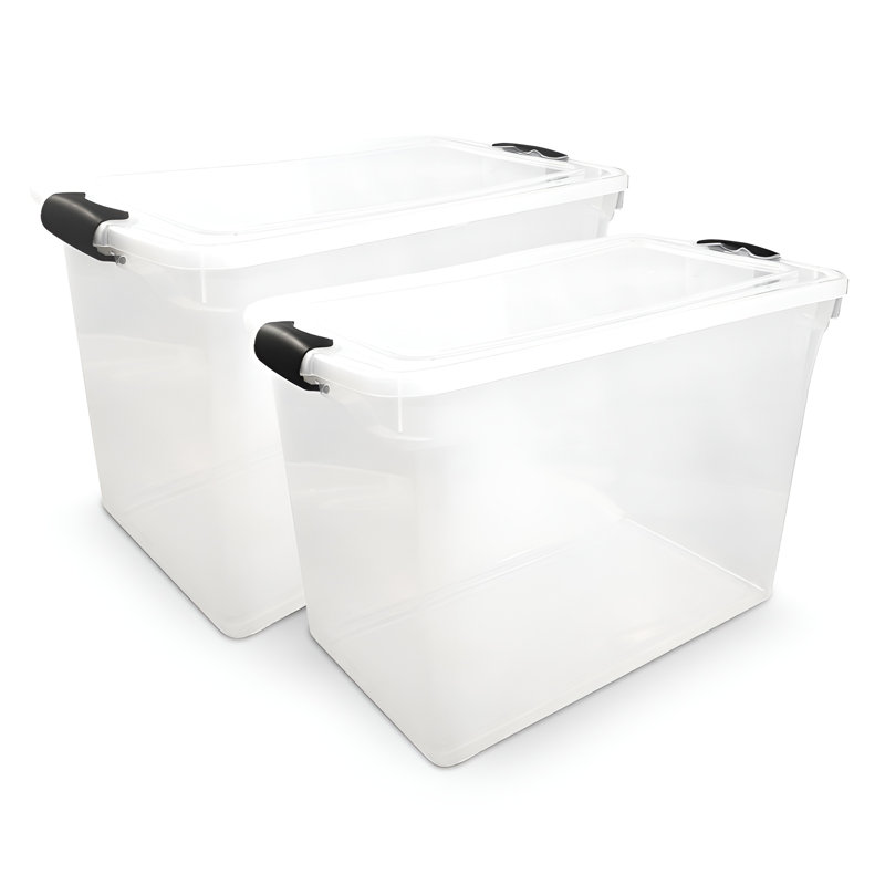 Homz Multipurpose Stackable Storage Bin with Latching Lids, Grey, 112