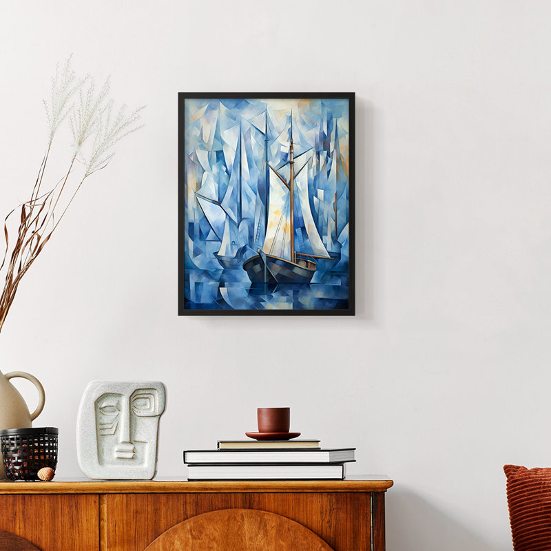 NAUTICAL Series CCCCLXXI - Impression encadrée de qualité supérieure - Prêt à être accroché - Aucun clou requis, Noir