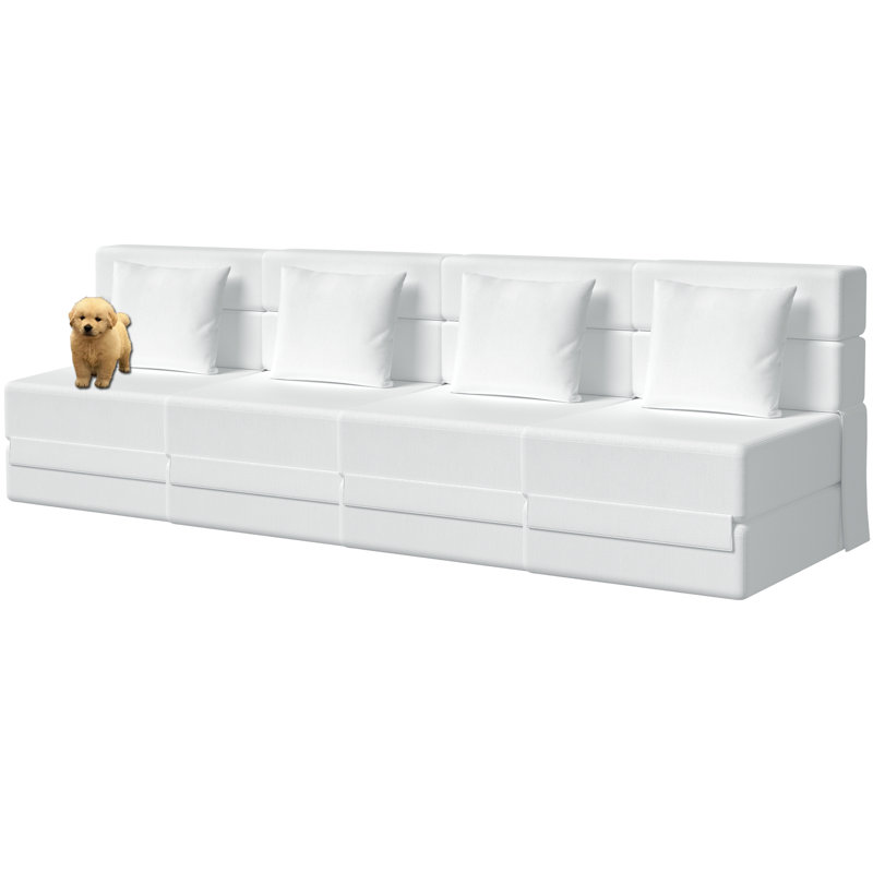 Canapé modulaire simple simple pliable convertible à compression (ensemble de 4), Velours côtelé beige