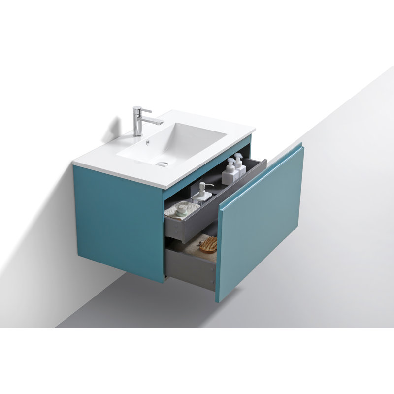 Ensemble de meuble-lavabo simple 36 po, Teck vert