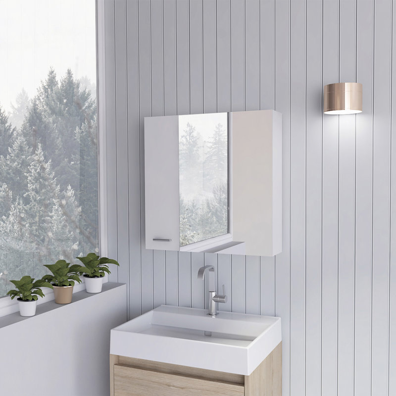 Pharmacie, quatre tablettes internes, porte double, Blanc