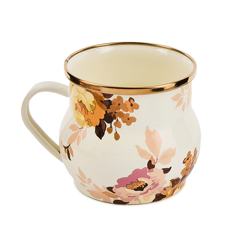 Wild Rose Brown Mug, White