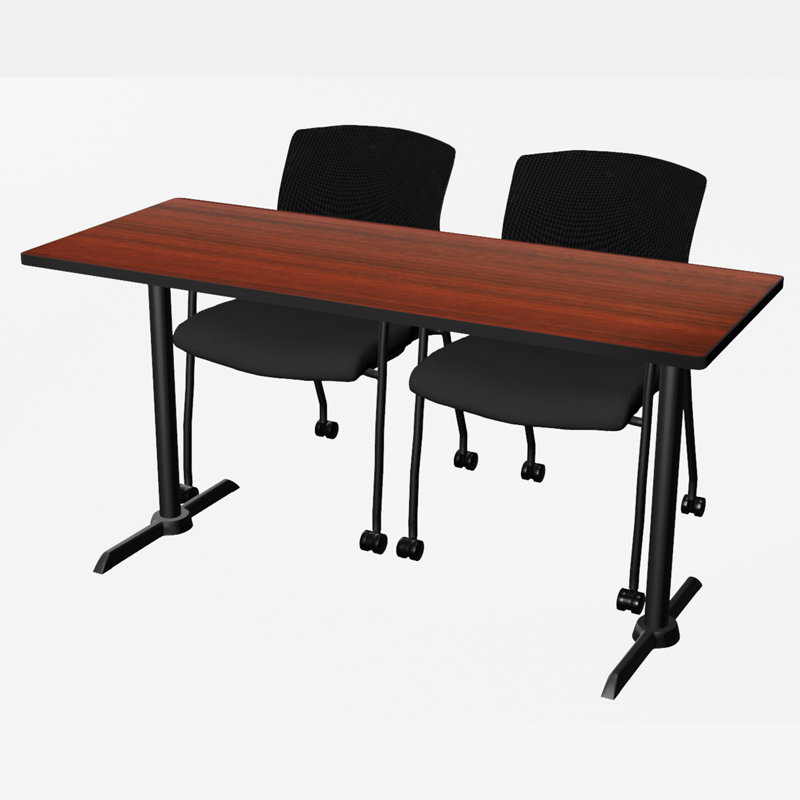 Base et table de formation Cain, Acajou, H 29 po x L 60 po x l 24 po, Noir