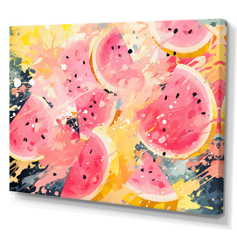 «Yellow Fruitful Watermelons Explosion II - Melon», art mural, H 32 po x l 16 po x P 1 po