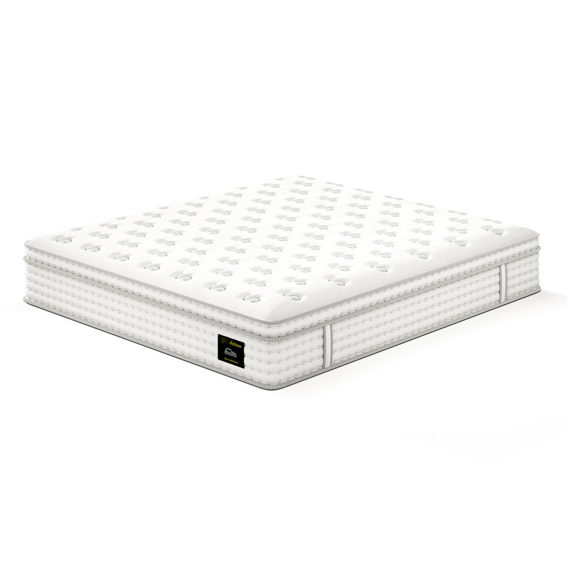 Matelas pour très grand lit de 12 po, mousse à mémoire de forme et ressorts ensachés pour un confort équilibré, blanc, solution pour chambre à coucher moderne, emballage indispensable indispensable, emballage