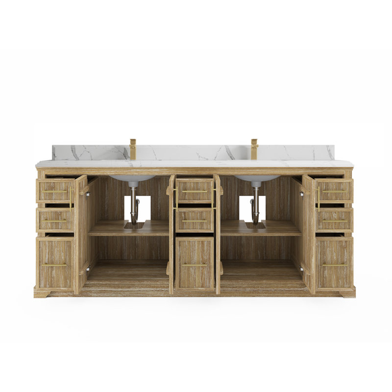 Ensemble de meuble-lavabo double 84 po Emuel, Blanc
