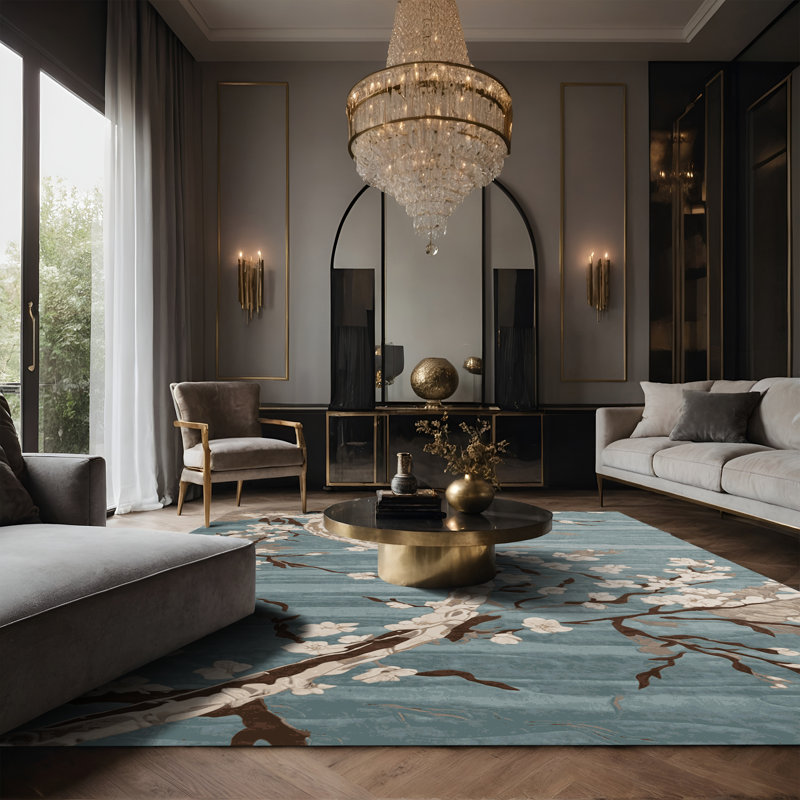 Tapis gris soyeux et moelleux, Rectangle 2 pi x 3 pi