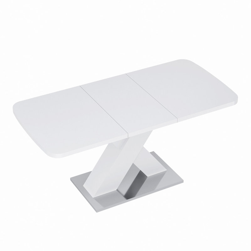 Rectangle Dining Table, Stretchable, Table Top+MDF X-Shape Table Leg With Metal Base
