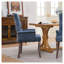 Chaise rembourrée en chenille bleue avec dossier capitonné - Élégante chaise d'appoint avec pieds courbés en bois massif pour la salle à manger et la cuisine