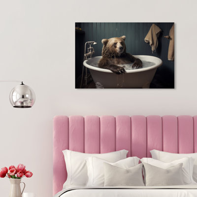 «Animals Cooling off in the tub Traditional Brown», reproduction d'art sur toile