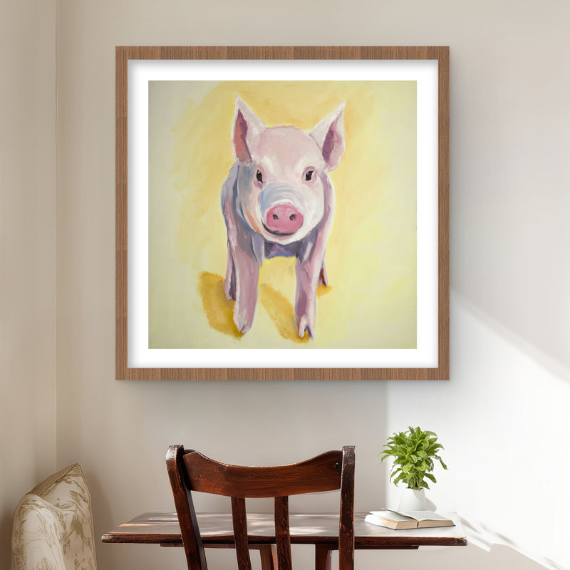 Cochon solitaire - Reproduction matte encadrée pour le décor de la chambre à coucher, H 24 po x l 24 po