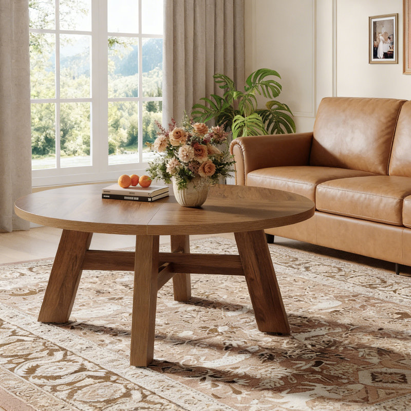 39.4" Round Coffee Table, Mid-Century Modern Style
