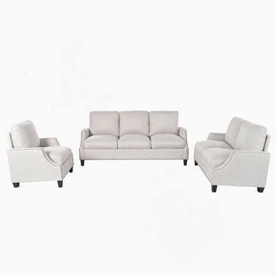 Modern 3 Piece Living Room Sofa Sets Including Sectional Couch, Loveseat And Armchair, Ideal For Apartment Comfort And Style