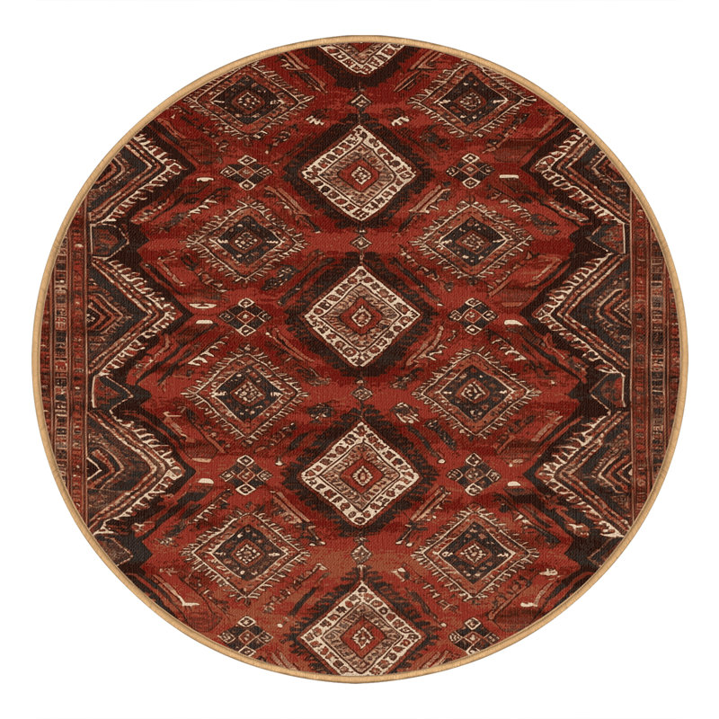 Tapis brun lavable à la machine, Rond 7 pi