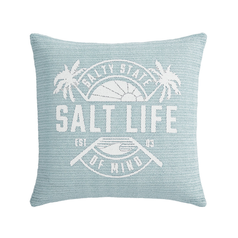 Coussin décoratif carré 18 po RAFFIA, Turquoise