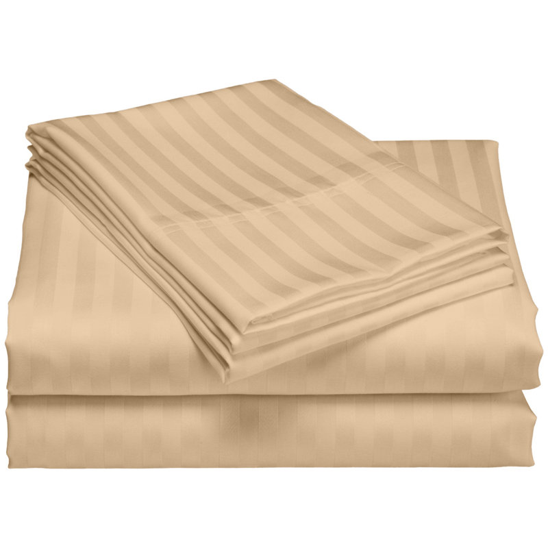 Hotel London Egyptian Cotton Striped Sheet Set, Taupe, Twin XL Sheet Set with 1 Pillowcase