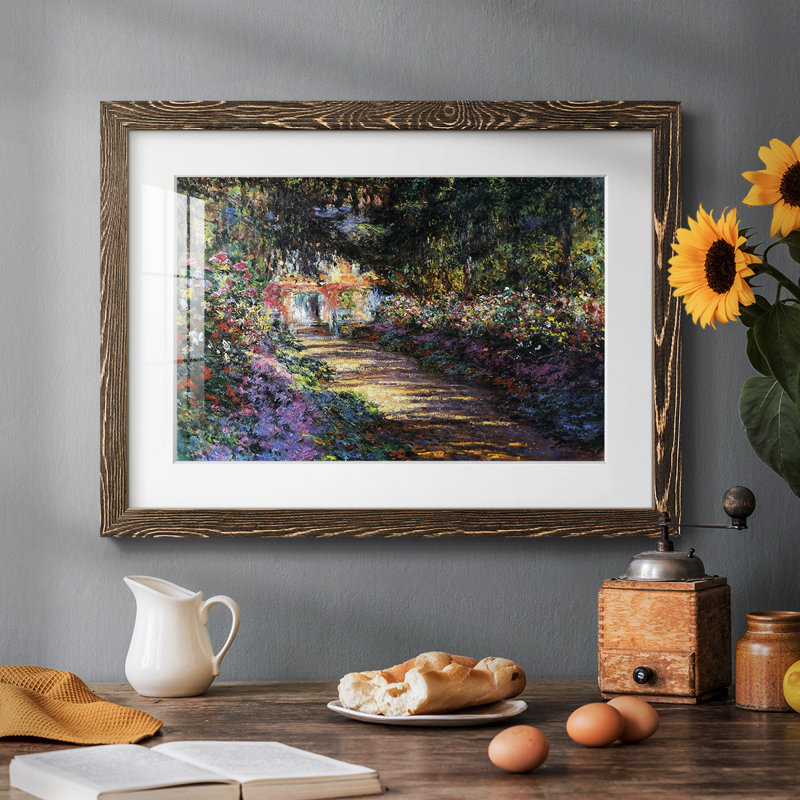 Sentier dans le jardin de Monet à Giverny, 1901, H 22 po x l 32 po, Noyer