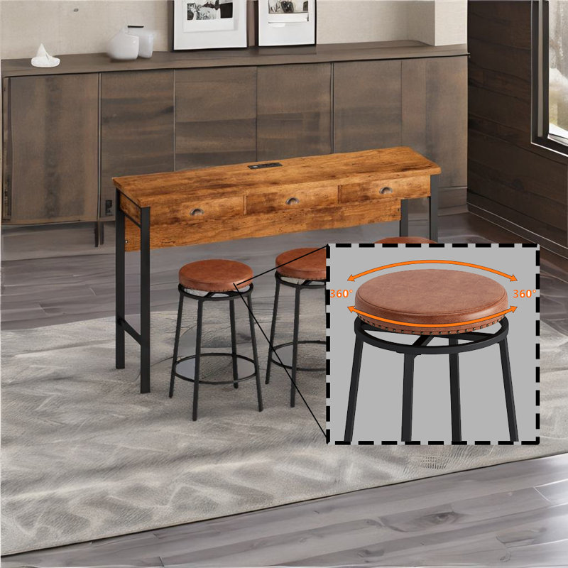 Meleesa 3 - Person Trestle Dining Set, Brown/Black, Brown