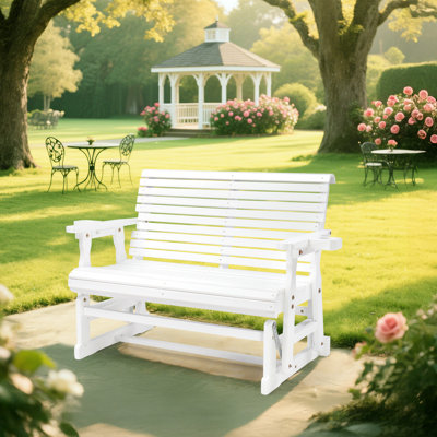 Solid Wood Two-Person Patio Glider