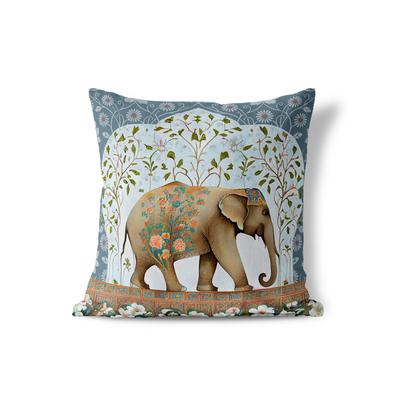 Mystic Elephant Floral Reversible Throw Pillow, 16" x 16"