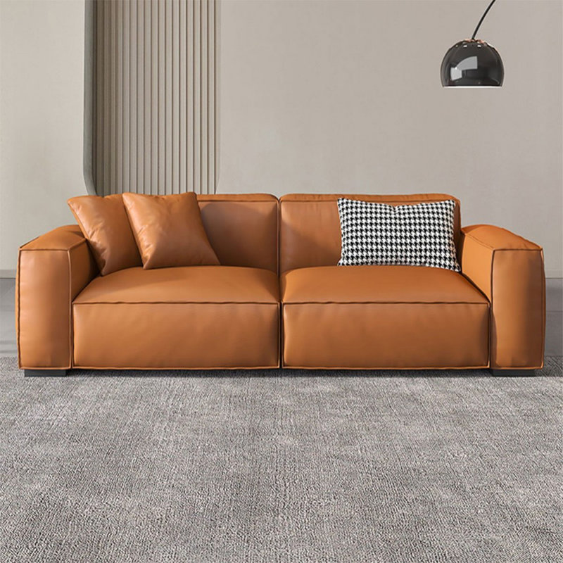 Canapé modulaire orange en cuir véritable, Orange