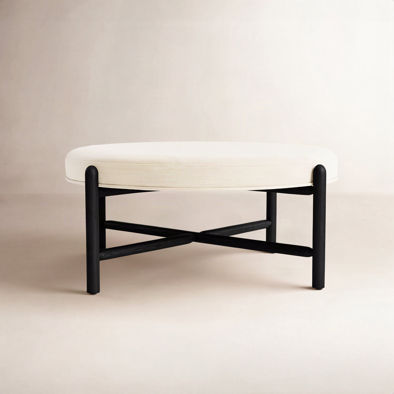 Vane 36" Upholstered Ottoman, Cream, Black