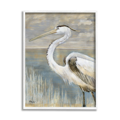 «Heron Bird Abstract Marshland Coast» par Paul Brent - peinture sur bois