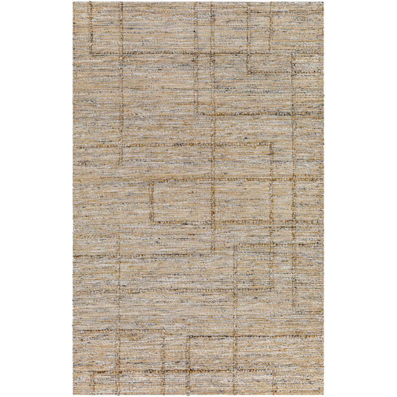 Tapis en jute tissé à plat à motif géométrique gris / beige / taupe Olayemi, Rectangle 2 pi x 3 pi