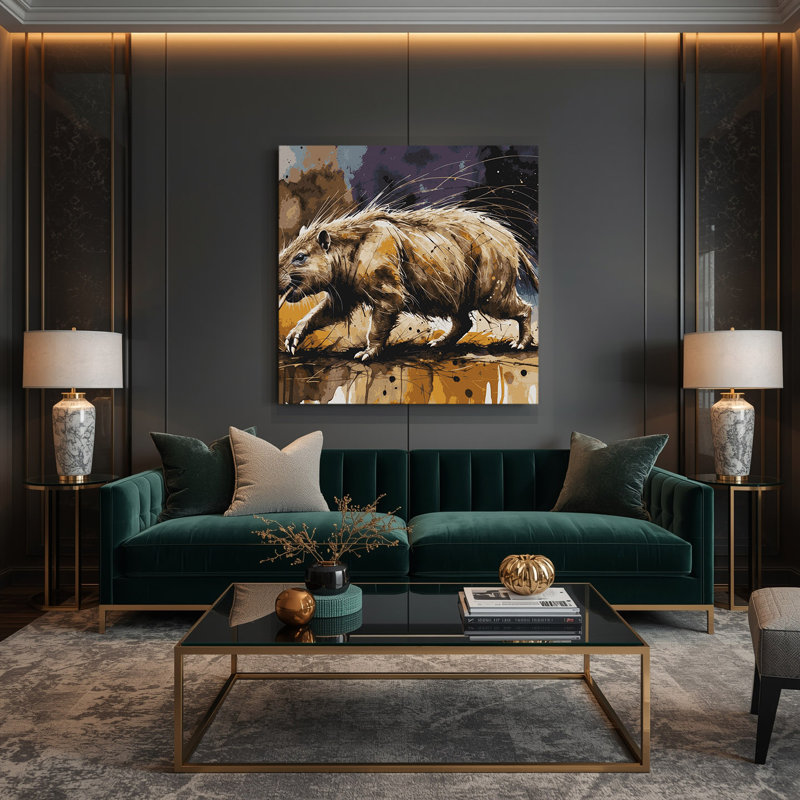 Faune, art mural sur toile gris Aardvark, H 32 po x l 32 po