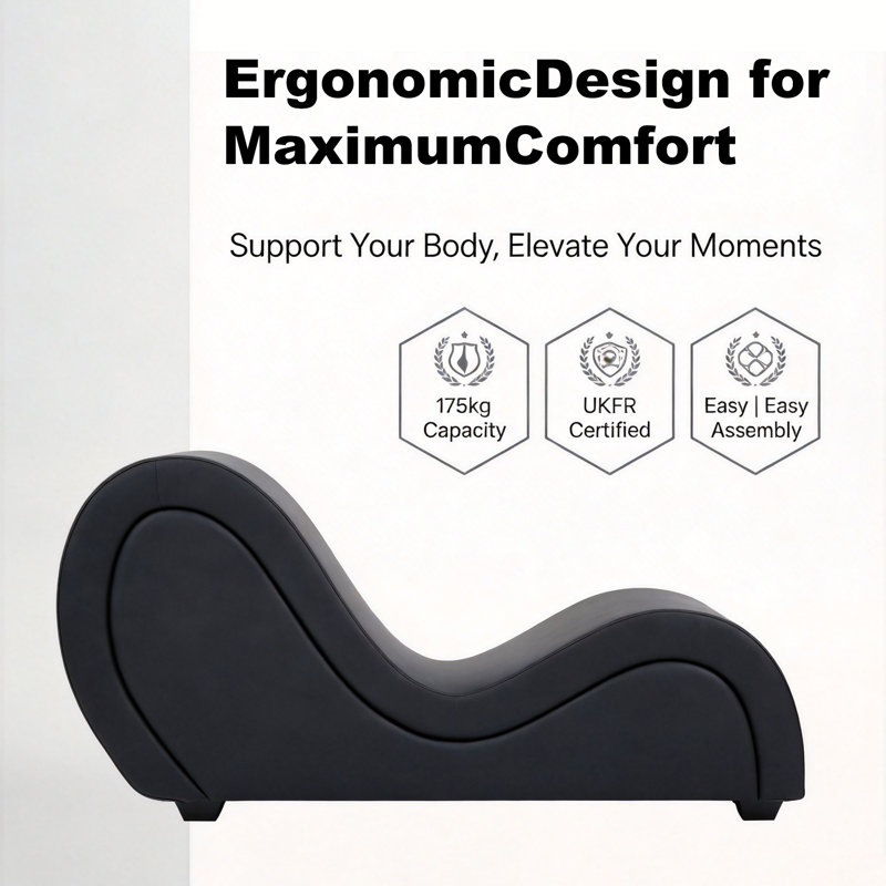 Faux Leather Chaise Lounge, Black