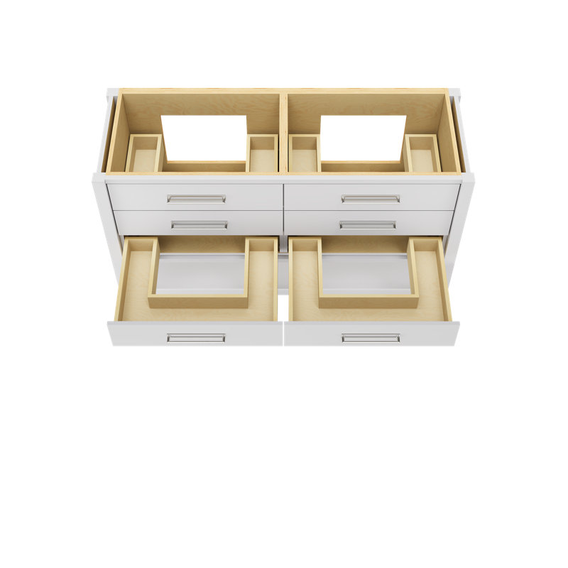 Meuble-lavabo double tiroir Kiawah, Blanc résistant, 60", Chrome poli