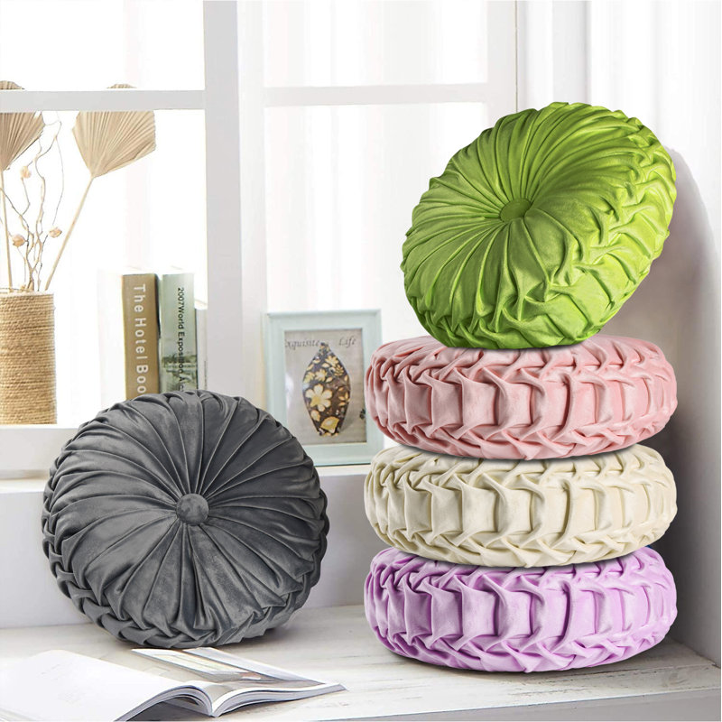 Velvet Round Throw Pillow, Apple Green