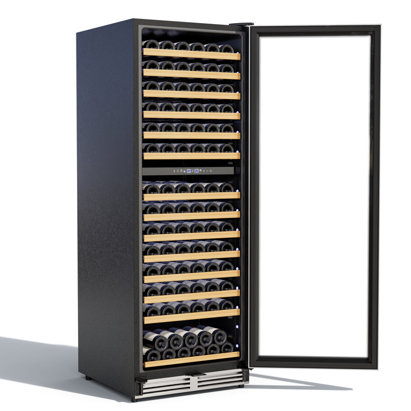 24-Inch Dual Zone Wine Refrigerator – 154-Bottle Tall Wine Fridge For Built-In Or Freestanding Cooler Use With Professional Compressor, Low Noise, Fast Cooling, And Intelligent Temperature Memory Silver Finish