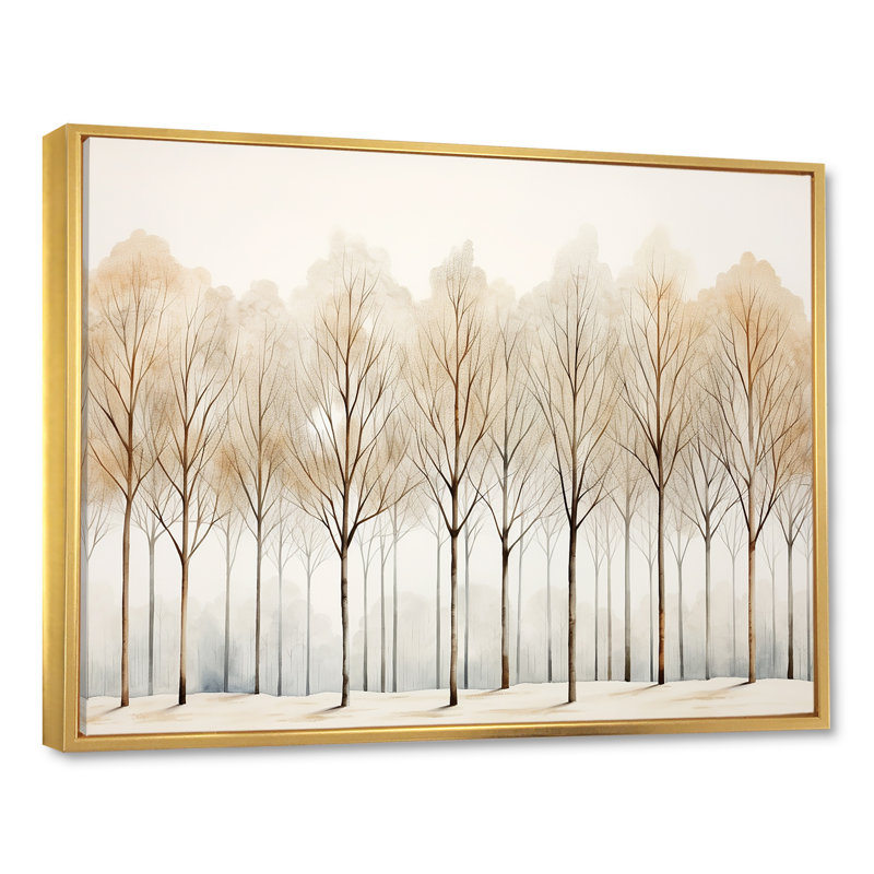 Forêt, arbres, minimalisme, art mural, Cadre flottant doré, H 30 po x l 40 po x P 1,5 po