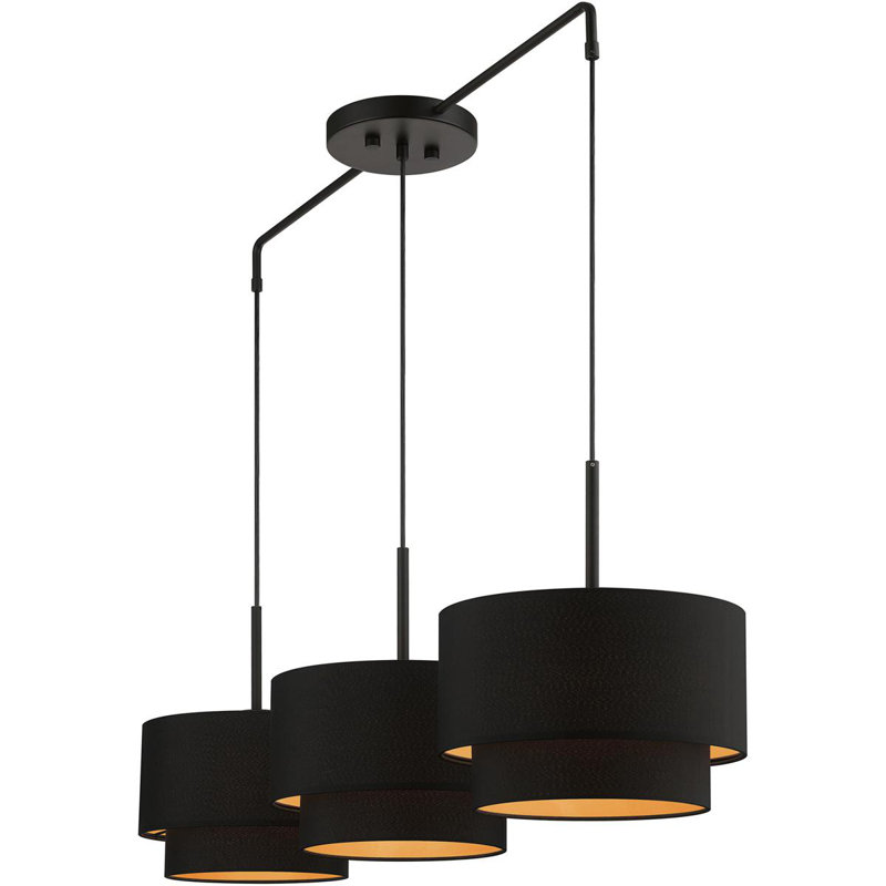 Luminaire suspendu cylindrique à 3 lumières DEL, Noir
