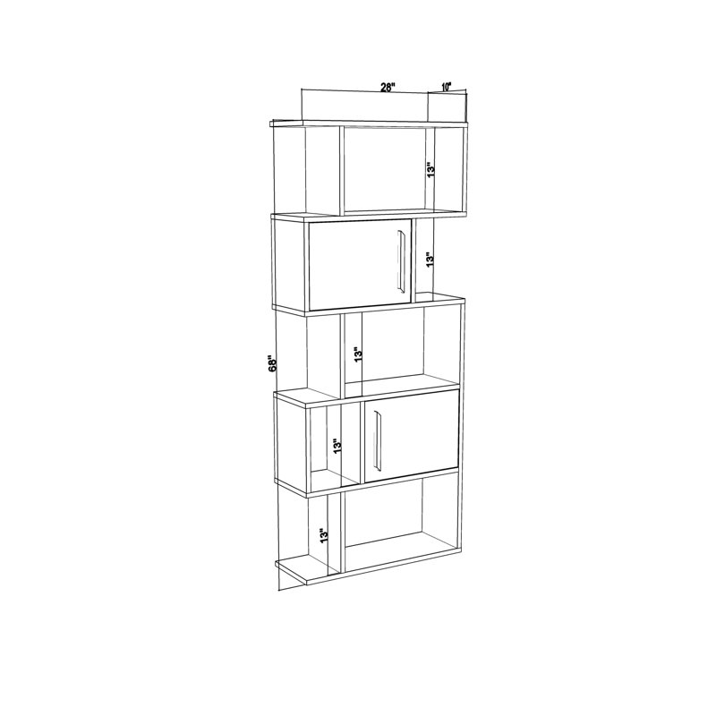 172.7cm H Baptistin Geometric Bookcase, Oak
