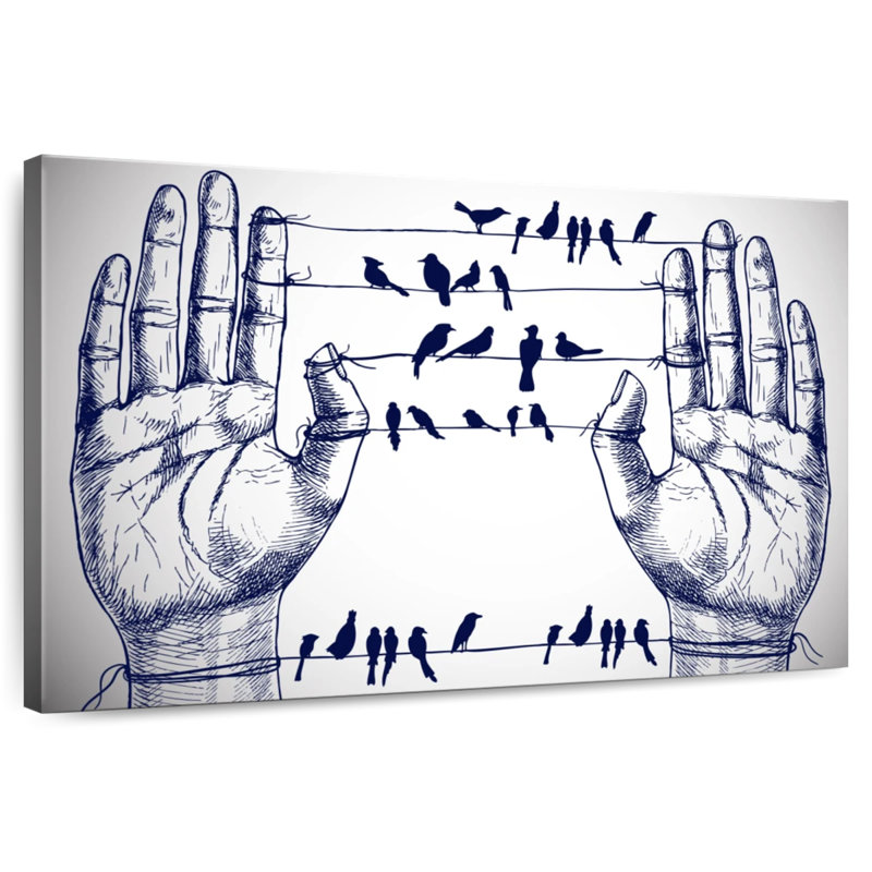Oiseaux sur les fils, H 24 po x l 36 po