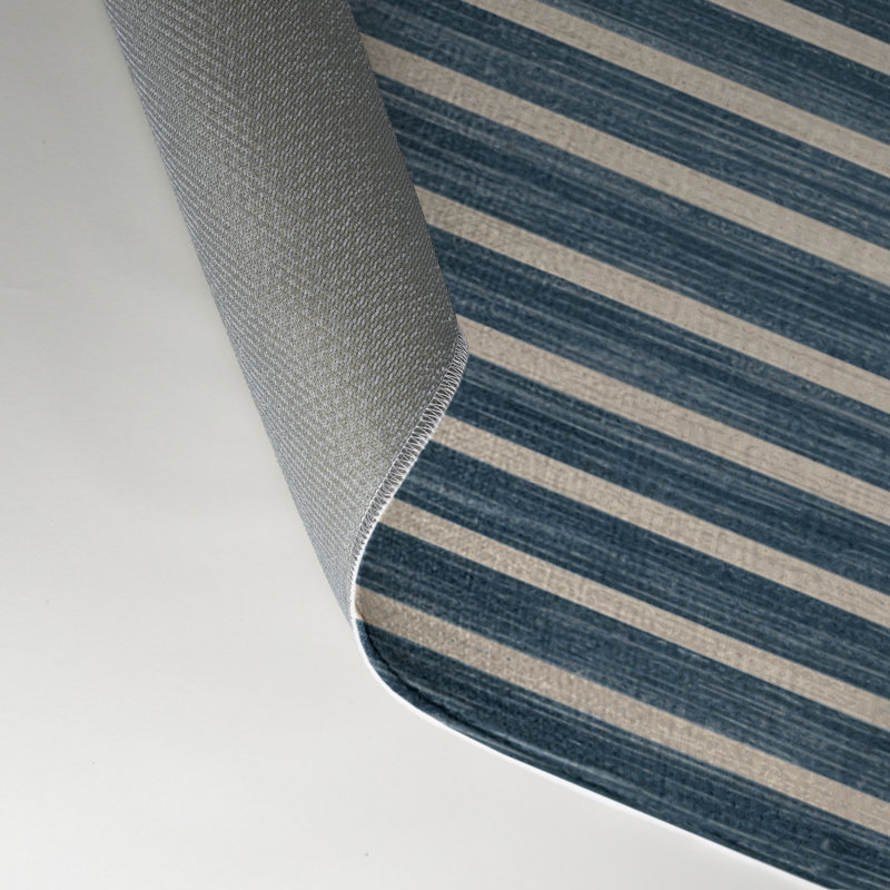 Tapis intérieur / extérieur bleu HorizontalStripes, Rectangulaire 3 pi x 5 pi