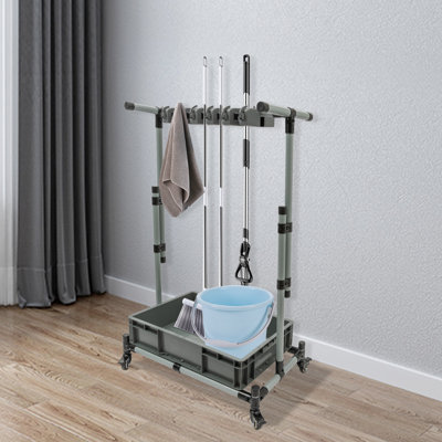 Support mobile pour balai et vadrouille (capacité de charge: 220,46 lb)