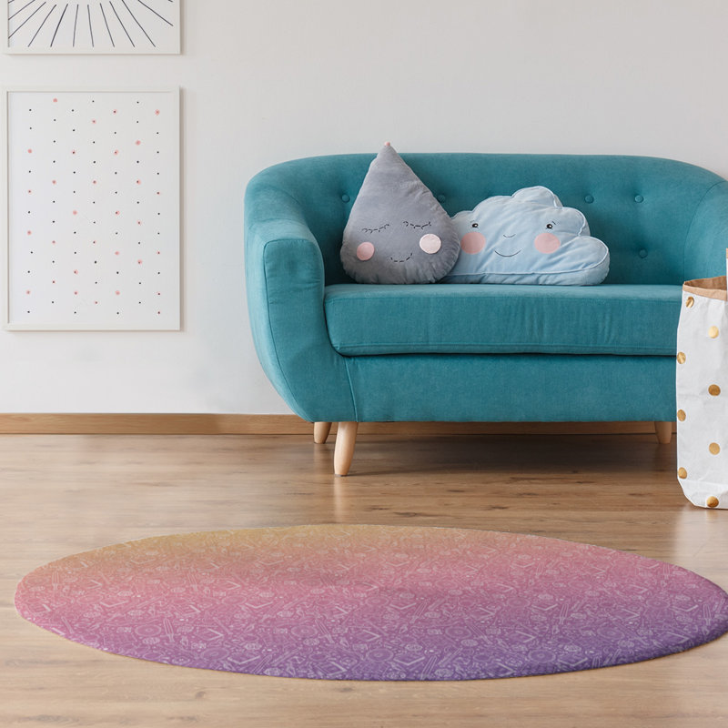 Tapis zone rose dégradé, Rond 5 pi