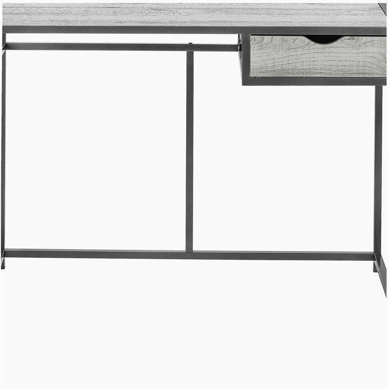 Bureau d'ordinateur, bureau personnel, ordinateur portable, tiroir de rangement, l 42 po, travail, stratifié gris, métal noir, contemporain, moderne