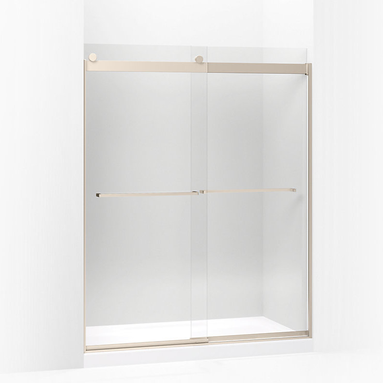 Porte de douche coulissante double 59,63 po x 74 po Levity avec technologie CleanCoat®, Bronze brossé anodisé