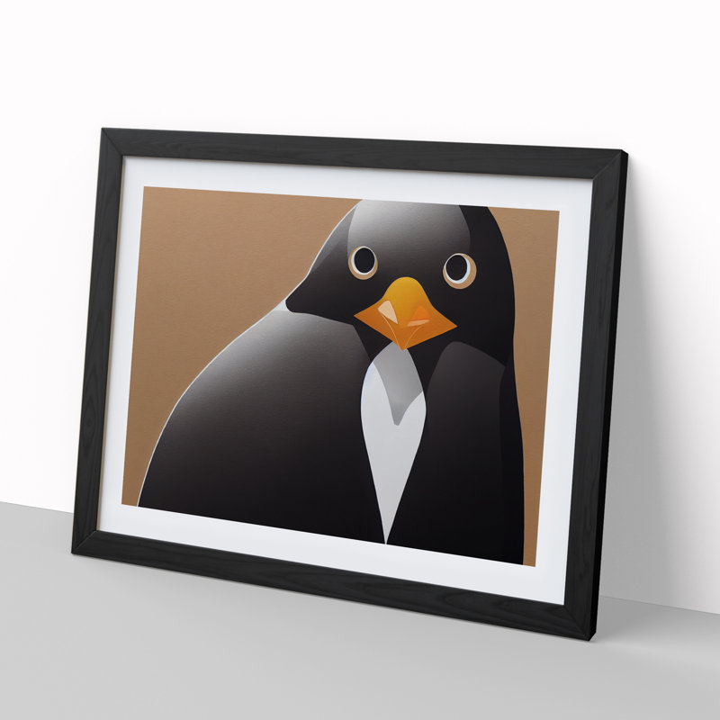 Penguin - Framed Print, Black Framed, 25cm H x 34cm W