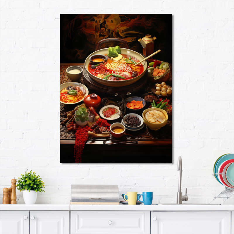 Cuisine orientale alimentaire - Art mural alimentaire, H 20 po x l 12 po x P 1 po, Toile tendue