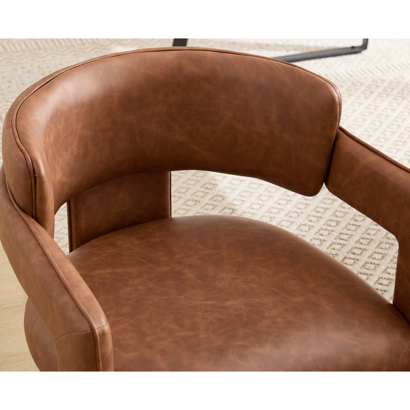 Ensemble de salle à manger rectangulaire moderne avec chaises rembourrées avec dossier et accoudoirs, Brown, Brun