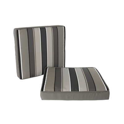 Rohando Stripe Outdoor/Indoor Deluxe Dining Seat Cushion For Patio Furniture, 18" X 19" X 3", Natural Grey (2 Pack)